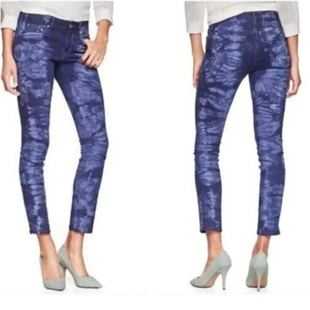 GAP Blue Tie-Dye Ankle Skinny Jeans